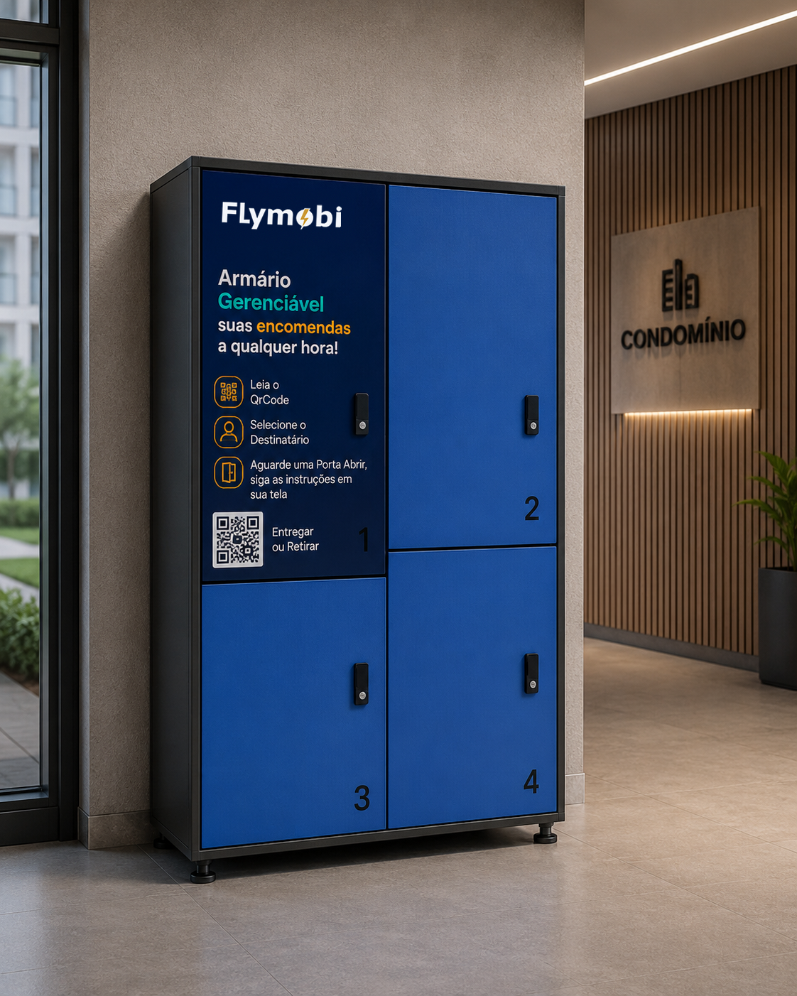 Armário inteligente Flymobi azul de quatro portas