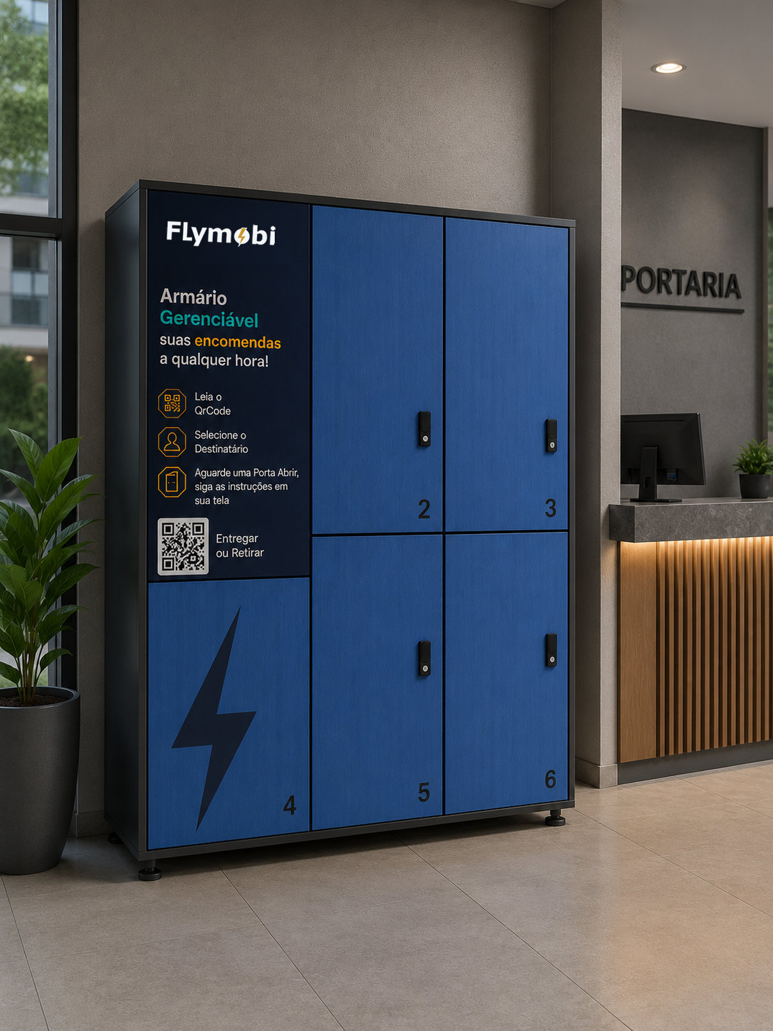Armário inteligente Flymobi azul de seis portas